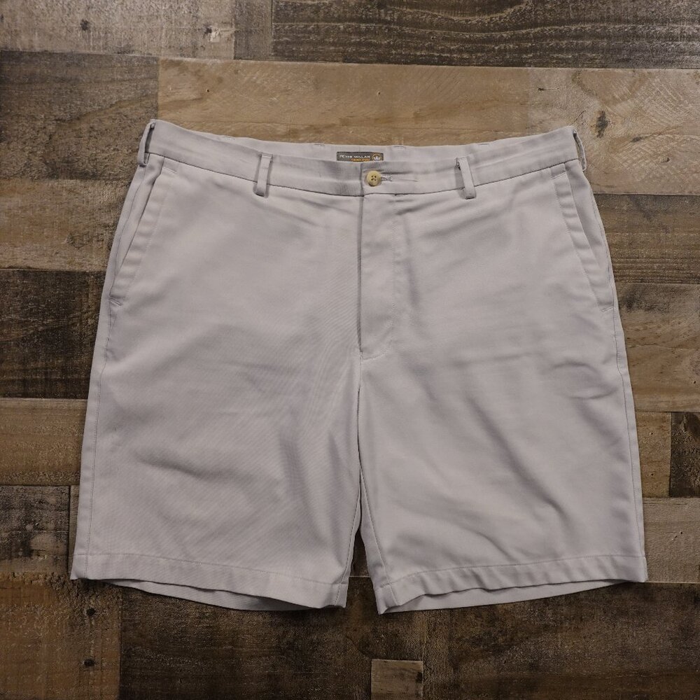Peter Millar Crown Sport Performance Shorts Men’s 36 Light Gray Golf Activewear